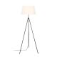 Lampadaire trépied fin Qiang 165cm Tissu Blanc Crème et Métal Noir