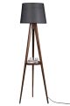 Lampadaire trépied Lunctura 160cm Bois Naturel et Tissu Noir