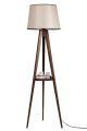 Lampadaire trépied Lunctura 160cm Bois Naturel et Tissu Beige