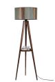 Lampadaire trépied Lunctura 165cm Bois Marron et Tissu Motif Lambis Multicolore