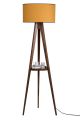 Lampadaire trépied Lunctura 165cm Bois Marron et Tissu Jaune