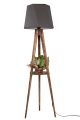 Lampadaire trépied Lunctura 165cm Gris foncé et Bois Naturel