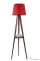 Lampadaire trépied Lunctura 165cm Rouge et Bois Marron