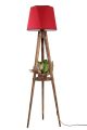 Lampadaire trépied Lunctura 165cm Rouge et Bois Naturel