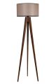 Lampadaire trépied Lunctura H153cm Bois foncé et Tissu Marron clair