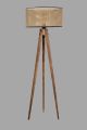 Lampadaire trépied Lunctura H153cm Bois Naturel et Tissu cannage Beige