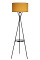 Lampadaire trépied Treis 158cm Tissu Jaune et Métal Noir