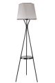 Lampadaire trépied Treis 165cm Tissu triangles Gris clair et Métal Noir