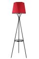 Lampadaire trépied Treis 165cm Tissu triangles Rouge et Métal Noir