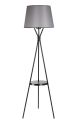 Lampadaire trépied Treis 165cm Tissu tronconique Gris et Métal Noir