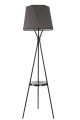 Lampadaire trépied Treissie 165cm Tissu triangles Gris et Métal Noir