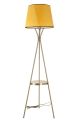 Lampadaire trépied Treissie 165cm Tissu triangles Jaune et Métal Or