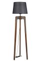 Lampadaire William H170cm Bois massif foncé et Tissu Noir