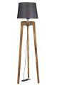 Lampadaire William H170cm Bois massif Naturel et Tissu Noir