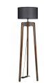 Lampadaire Williams H170cm Bois massif foncé et Tissu Noir