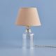 Lampe à poser Meshna H30cm Verre Transparent et Tissu Beige