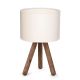 Lampe à Poser Scandinave Trépied Zelroy Bois et Abat-jour Blanc