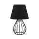 Lampe de table design filaire Amilda H36cm Métal et Tissu Noir