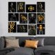 Lot de 12 tableaux abstrait Aranea L20xH15cm Motif Visage femme sexy Noir et Or