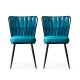 Lot de 2 chaises Scribe Métal Noir et Velours Turquoise