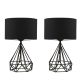 Lot de 2 lampes à poser à pied filaire géométrique Kelty 41cm Métal et Tissu Noir