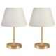 Lot de 2 lampes de table Accensa abat-jour Blanc créme Métal Or