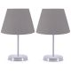 Lot de 2 lampes de table Accensa H37cm Tissu Gris et Métal Argent