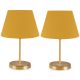 Lot de 2 lampes de table Accensa H37cm Tissu Jaune et Métal Or