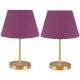 Lot de 2 lampes de table Accensa H37cm Tissu Violet et Métal Or