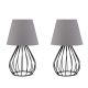 Lot de 2 lampes de table design filaire Amilda H36cm abat-jour Gris souris et Métal Noir