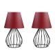 Lot de 2 lampes de table design filaire Amilda H36cm abat-jour Bordeaux et Métal Noir