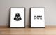 Lot de 2 tableaux  encadrés en Noir Star Wars L51xH74cm Motif Dark Vador / Citation Noir et Blanc