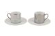 Lot de 2 tasses de café et sous tasse Mahala 90ml Motif Nervure de feuille Noir et Blanc