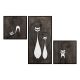 Lot de 3 cadres murale Chirato Motif Chats Bois Foncé, Noir et Blanc