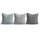 Lot de 3 coussins Twain 43x43cm Tissu Zigzag Vert, Gris, Noir et Blanc