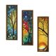 Lot de 3 tableaux Alchos 19x70cm Bois massif Naturel et Motif Arbre abstrait Multicolore