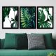 Lot de 3 tableaux encadrés Noir Eula L35xH45cm Motif Plantes tropicales Vert et Blanc