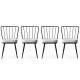 Lot de 4 chaises bistrot Gino Métal Noir et Velours Blanc