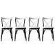 Lot de 4 chaises Rostal Métal Noir et Tissu Blanc