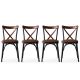 Lot de 4 chaises Rostal Métal Noir et Tissu Marron