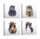 Lot de 4 tableaux Pictura L30xH30cm Motif Chatons en aquarelle, Multicolore