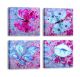 Lot de 4 tableaux Pictura L30xH30cm  Motif Papillon et fleurs Bleu et Fuchsia