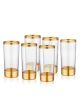 Lot de 6 gobelets à eau Aiko 225cl Verre Transparent avec base et liseré Or rose