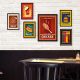 Lot de 6 tableaux encadrés Noir Aranea Motif Fast food