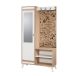 Meuble d'entré avec miroir Ayfara L100xH190cm Bois clair, Blanc et Motif Plantes et oiseaux