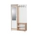 Meuble d'entré avec miroir Ayfara L100xH190cm Bois clair, Blanc