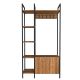 Meuble d'entrée style industriel Raijin L90xH175cm Métal Noir et Bois foncé