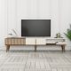 Meuble Tv design Arilis L180cm Bois foncé et Blanc crème