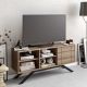 Meuble TV design Saxum 130cm Métal Noir et Bois Marron