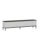 Meuble TV design Shonna L180cm Blanc, Effet marbre Noir bordure Or